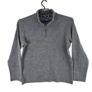 Mens Gap Heather Gray 1/4 Zip Pullover Sweater Cotton Blend Long Sleeves Size L